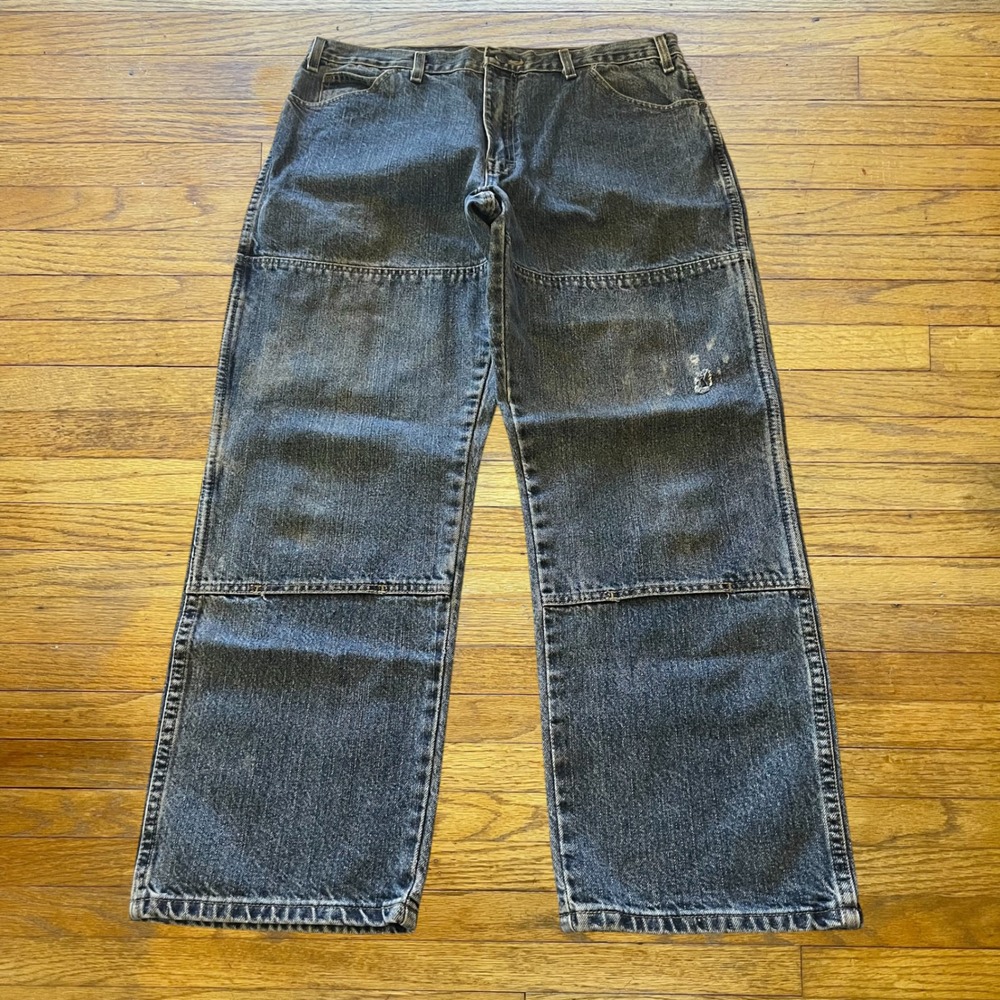 Dickies Mens Double Knee Carpenter Jeans Dark Wash Denim Relaxed Fit 36x27.5
